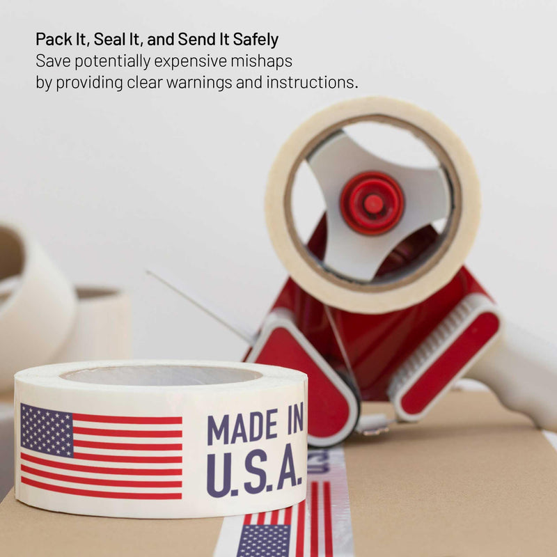Warning Label Tape for Shipping, Caution Packaging Tape Roll for Parcel, Package, Cardboard, Boxes, HotMelt Sealing Packing Printing Tape 2" x 110 Yard (per roll) (Made in USA)
