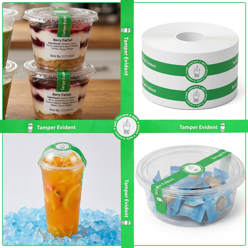 1000 Pcs Tamper Proof Stickers for Drink Lids, 1x9 Inch Stickers for Cups, Tamper Evident Cup Stickers Seal, Tamper Tape for Food Delivery Coffee Milk Tea Ice Cream Safety Labels