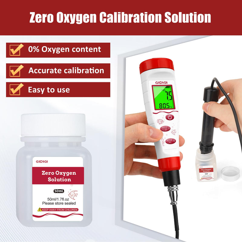 [Australia - AusPower] - Dissolved Oxygen Meter Accessories,Dissolved Oxygen Meter Calibration Solution Electrolyte Solution Membrane Cap Kit,1 * 50ml Zero-Oxygen Solution,2 * 30ml Electrolyte Solution,6 PCS of Membrane Cap 