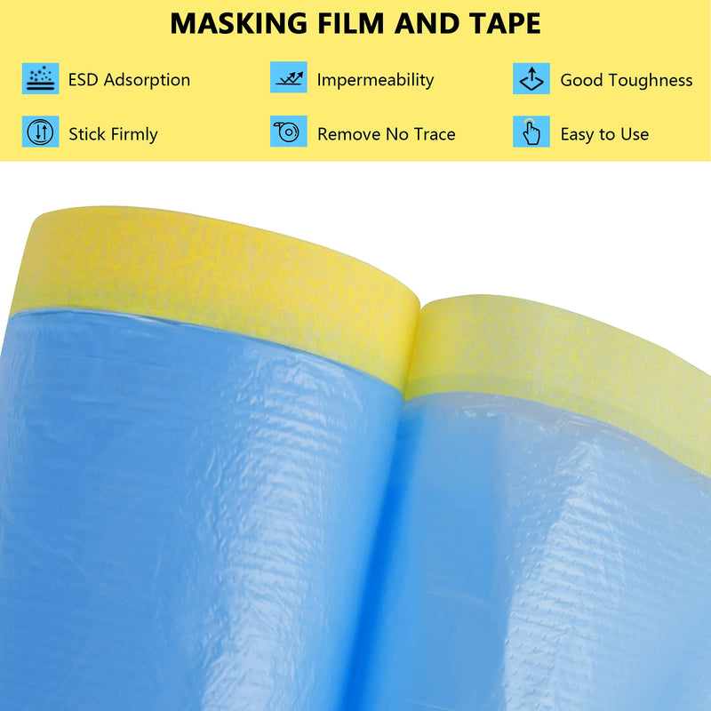 MyLifeUNIT Tape and Drape, Assorted Masking Film for Automotive Painting Covering Bundle
