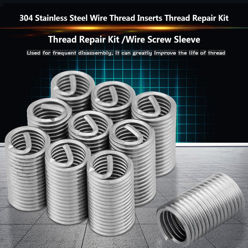 [Australia - AusPower] - 10 Pcs 304 Stainless Steel Helicoil M8 Helicoil Thread Repair Kit M8x1.25x3D Wire Screw Sleeve Inserts Thread Repair Kit 