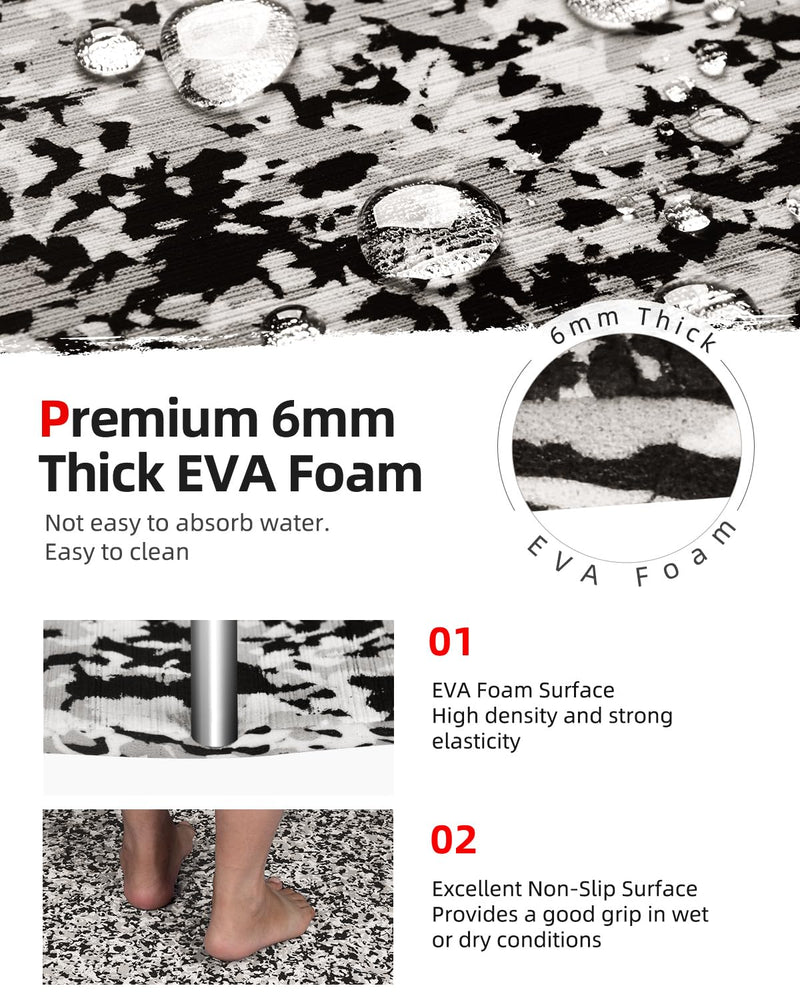 Abahub EVA Foam Boat Flooring Brushed Pattern Marine Decking Sheet with Self-Adhesive Carpet for Motorboat Kayak Surfboard SUP 96''x16''/47'' Camo Black 96''L x 16''W