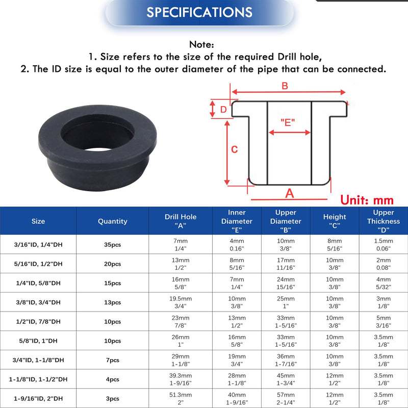 [Australia - AusPower] - 7/8" Drill Hole, 1/2" ID Silicone Rubber Grommets for Wiring, Automotive, Firewall Hole Plug, Top Hat Grommets for 5/8" OD Rubber or Vinyl Tubing in Hydroponic and Irrigation Systems, 10 Pack 1/2"ID, 7/8"DH 