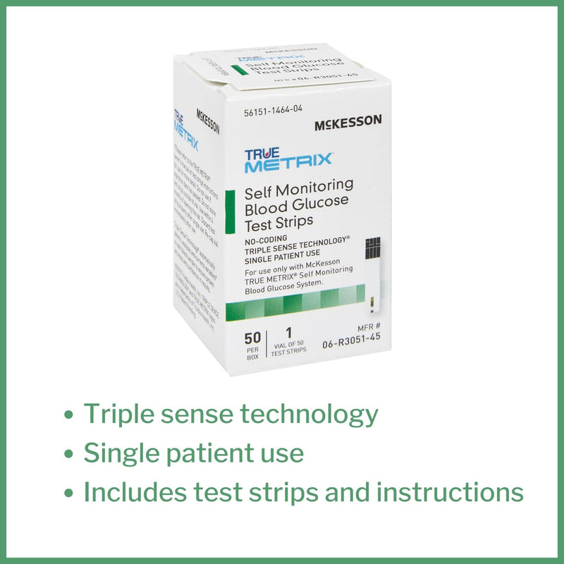 McKesson True METRIX Blood Glucose Test Strips for Diabetes [50 Strips] Self-Monitoring System 50 Count (Pack of 1)