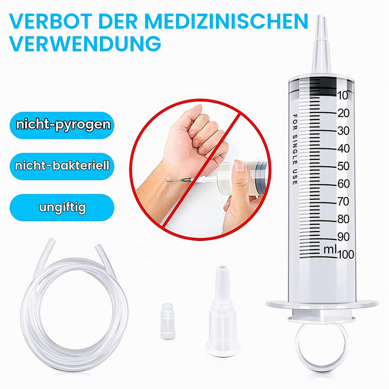 2 Packs Plastic Syringes with 2 Plastic Tubes for Oil or Glue Applicators, Experiments, Pet Feeding, Industrial Applications (100 ml) 100ml