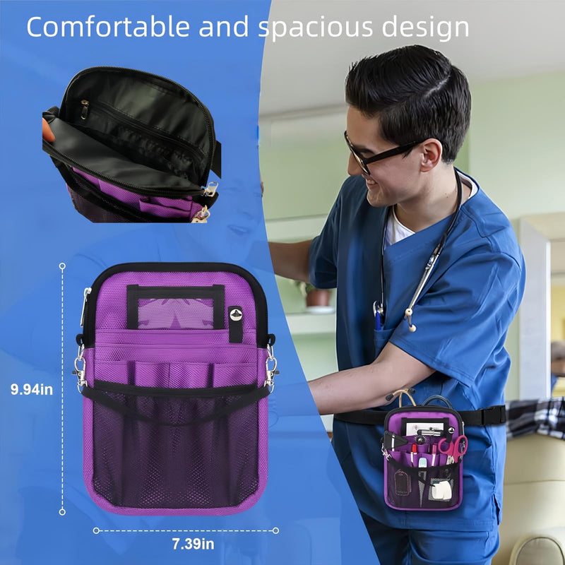 [Australia - AusPower] - Nurse Waist Bag,Medical Waist Bag Medical Gear Pockets Storage for Stethoscopes,Nurses Utility Belt Organizer Bag，Bandage Scissors and Other Medical Supplies（Purple） Purple 