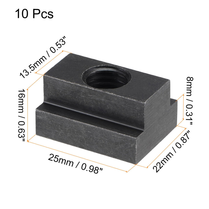 [Australia - AusPower] - uxcell M12 Thread T Slot Nuts, Alloy Steel Black Oxide Finish Grade 8.8 Tapped Through Slot T-Nuts Furniture 10Pcs 