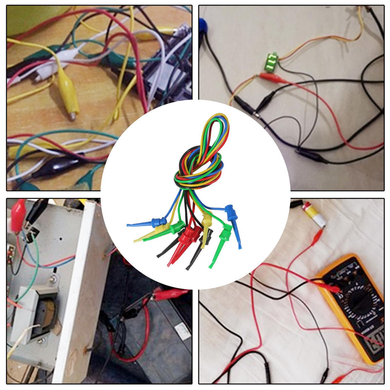 10PCS Silicone Test Leads Test Hook to Test Hook Test Cables Wires Dual IC Test Hooks Clips for Electronic Component, Testing Connecting