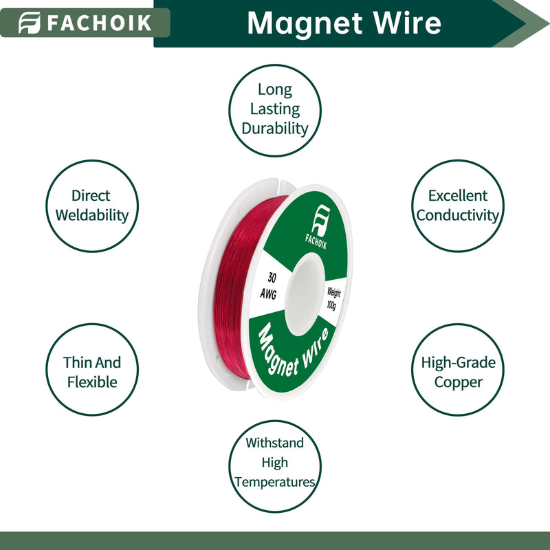 [Australia - AusPower] - 30 AWG-100g Magnet Wire - Enameled Wire - Enameled Magnet Winding Wire Used for Transformers Inductors (100g, 30AWG) (1, 30AWG) 1 