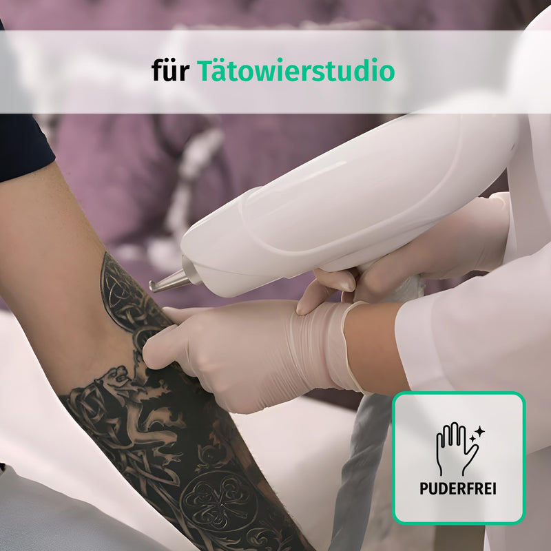 Disposable Latex Gloves, Powder-Free, Non-Sterile Disposable Gloves, Examination Gloves, White, Large, Box of 100 | Disposable gloves for cleaning, kitchen, cosmetics, tattoo and household use; suitable for commercial, professional and everyday use