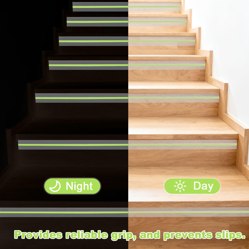 uxcell 2 Inch x 16.4 ft Anti Slip Traction Tape, Clear Grip Tape with Blue Glow, Waterproof Non Skid Strips for Indoor or Outdoor Stairs Steps, and Other Smooth Surfaces