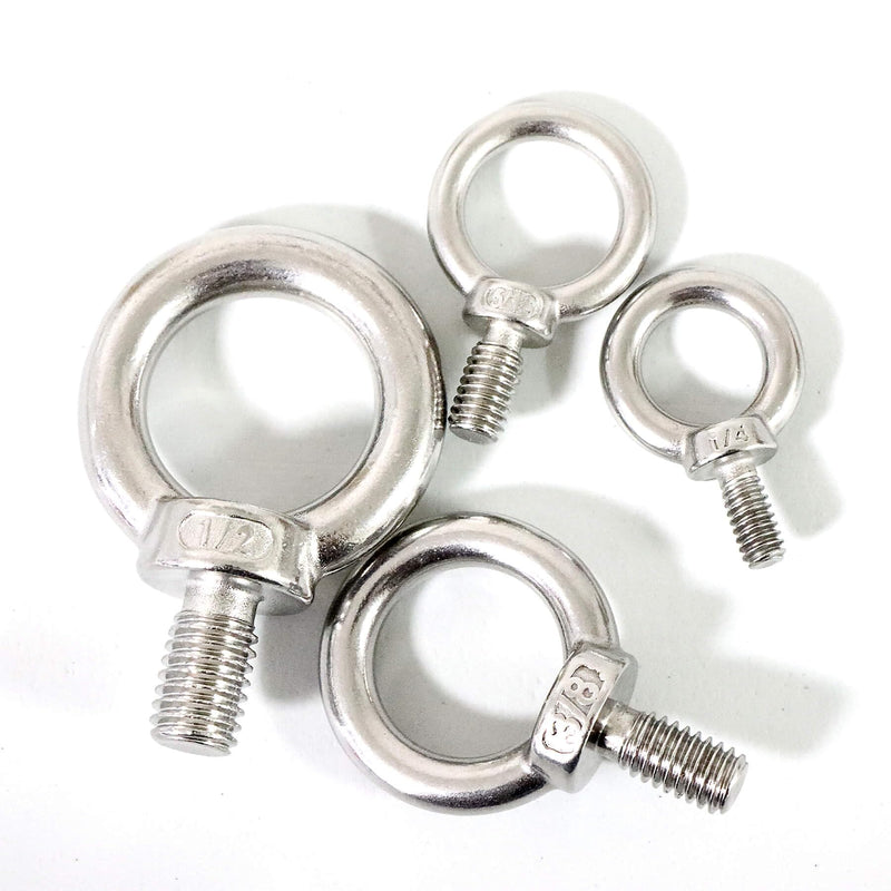[Australia - AusPower] - 4 Packs 316 Stainless Steel 3/8" UNC Eye Bolt, Machinery Shoulder Eyebolts, Lifting Ring Threaded Eyebolt 3/8" 4 
