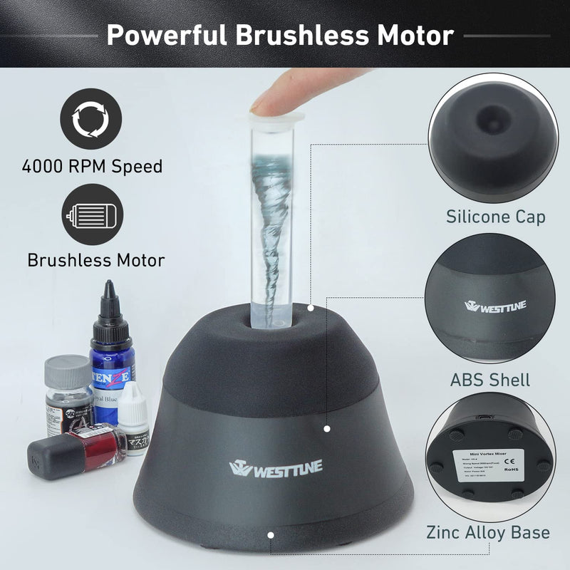 [Australia - AusPower] - 4000rpm Mini Vortex Mixer Lab Paint Shaker,Scientific Vortex Shaker with Touch Function for Eyelash Sharker Glue Adhesives Gel Polish and Test Tubes Vortex Mixing,Black BLACK 