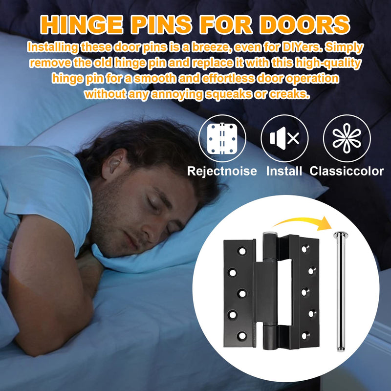 [Australia - AusPower] - Hinge Pins for Doors 3.5'' Stainless Steel Door Hinge Pins Silver (6 pcs) 