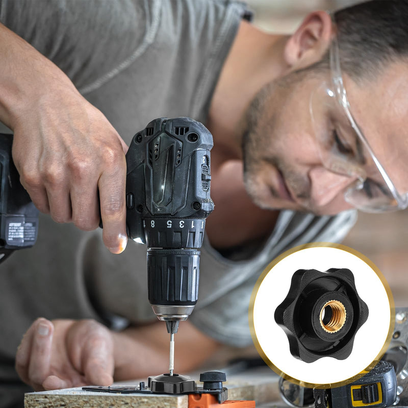 [Australia - AusPower] - Giantree 10 Pcs Metric M8 Star Shape Knurled Clamping Nuts, Black Plastic Screw-On Handle Clamping Knob Grip Assortment for Machinery Equipment Latche 