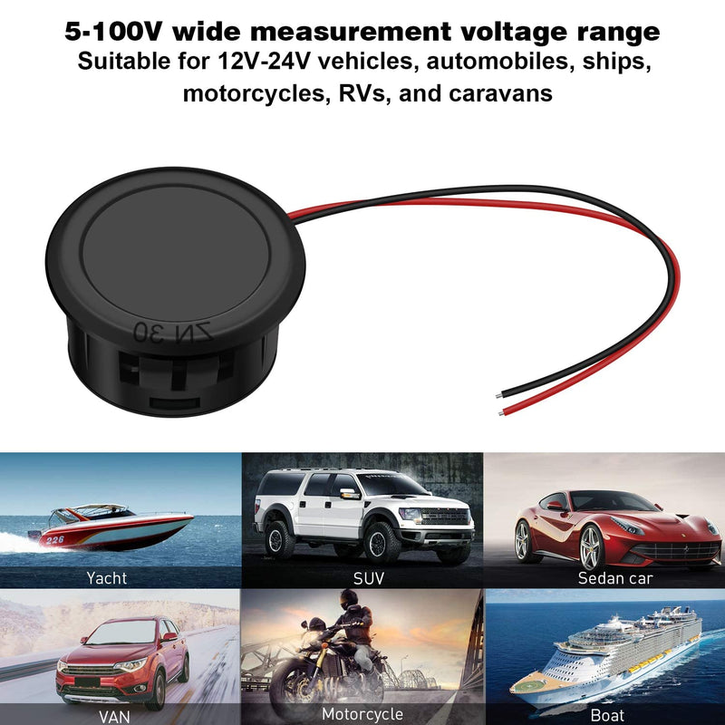 [Australia - AusPower] - GTIWUNG 6 Pieces Digital Voltmeter DC 4-100 V, Wires Voltmeter 3-Digit LED Display, Voltage Display for Car/Motorcycle/Truck/Boat (Red & Blue & Green) 6 pieces digital voltmeter DC 4-100 V, multi-coloured 