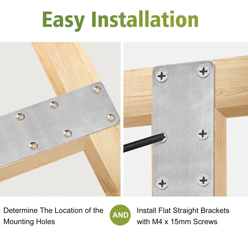 [Australia - AusPower] - 5.5 x 2 Inch Flat Straight Brace Bracket, Silver Flat Mending Plate Stainless Steel Fixing Corner Brace for Wood Furniture ( 140 x 50 x 2mm, 6 Pcs) 