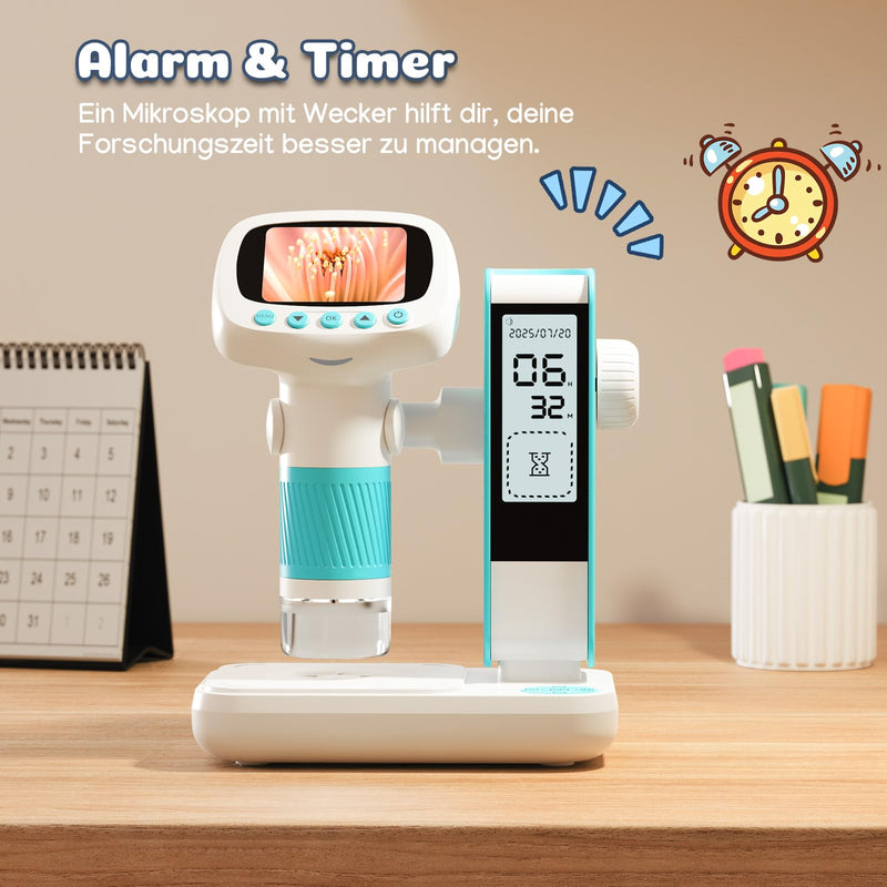Leipan Portable Children's Microscope with 2 Inch IPS Screen | Digital microscope for children, USB microscope, photo and video recording, magnifying glass toy from 3 years blue