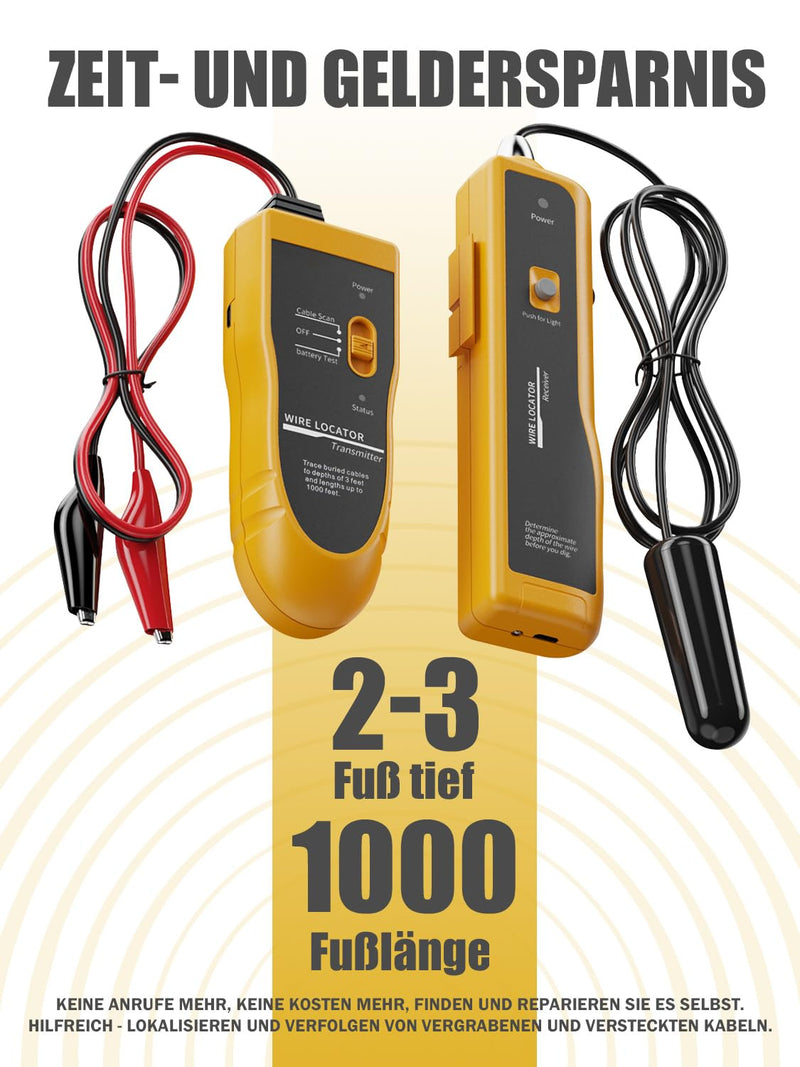 [Australia - AusPower] - YGGYM Underground Cable Finder, Cable Detector with Headphones, Cable Tester for Dog Fence Cable, Wires for Irrigation Control (Yellow) Yellow 