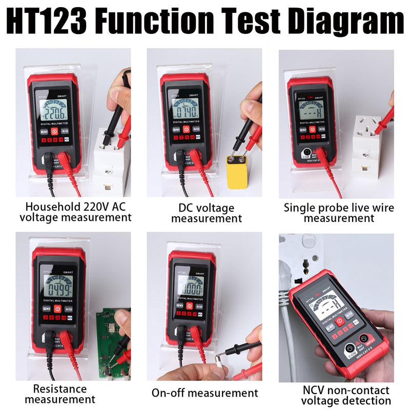 [Australia - AusPower] - XIRUJNFD Smart Digital Multimeter HT123 TM-510 4000 Counts, Automatic Voltage Tester With Non-Contact Voltage for AC/DC (1) 1 