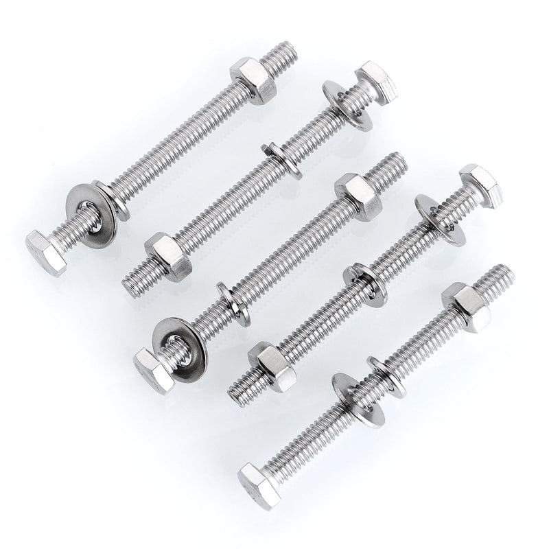 [Australia - AusPower] - (10 Sets) 1/4-20x3" Hex Head Stainless Steel Bolts and Nuts with Flat & Lock Washers, 304 Stainless Steel 18-8, Fully Threaded, 1/4 Bolt (10Sets) 1/4-20x3" 