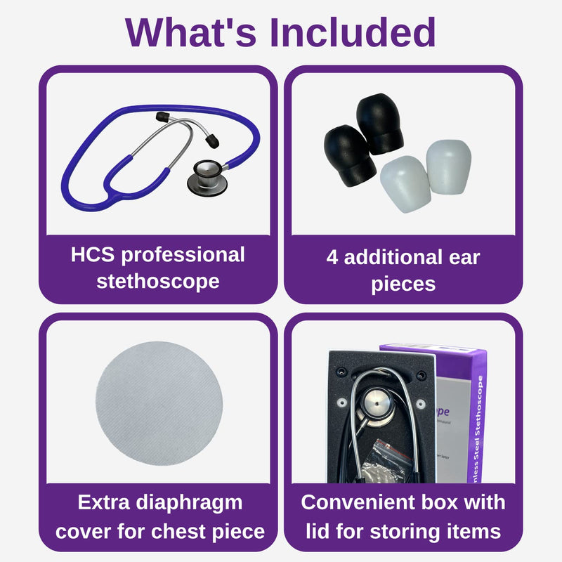 [Australia - AusPower] - HCS Blue Stethoscope - Premium Stainless Steel, Dual Head Medical Stethoscope for Nurses, Doctors, Veterinary - 22 inch Tubing 