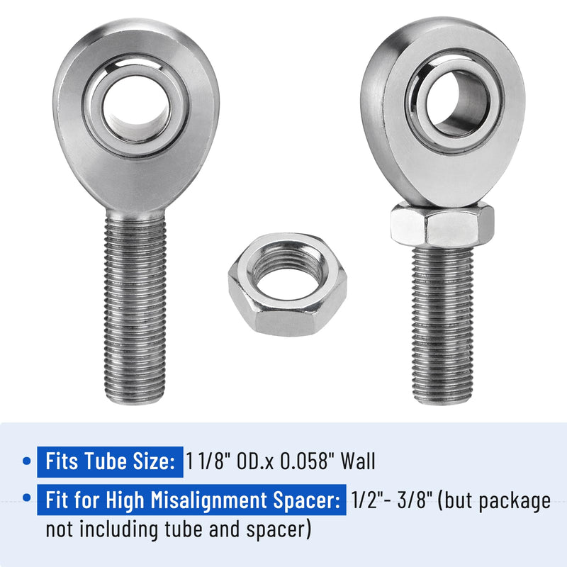 [Australia - AusPower] - 1/2” Heim Joint Rod End Kit, Left and Right Hand Thread Heim Joint, 2 Link .5" Chromoly Joints Great for Steering and Suspension, Traction Bars, Steering Joints and Links Joints On Hot Rods 1/2 inch-2 Set 