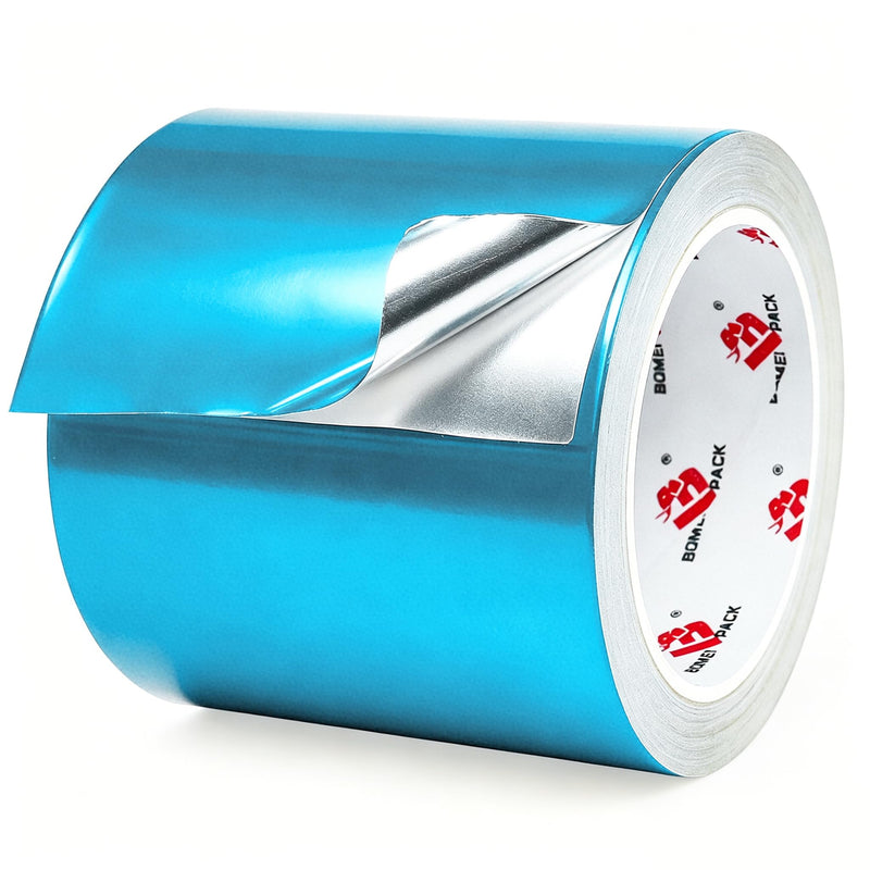 BOMEI PACK Aluminum Foil Tape,Heavy Duty Metal Foil Duct Tape (Blue, 4 Inch) Blue