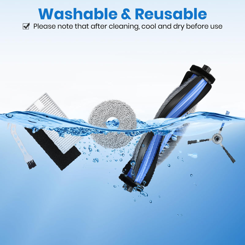 [Australia - AusPower] - M3 Replacement Parts for Lefant M3 Accessories Robotic Vacuum Cleaner Parts 2 Roller Brush,4 HEAP, 6 Mops, 6 Dust Bags, 6 Side Brushes, 1 Clean Brush 