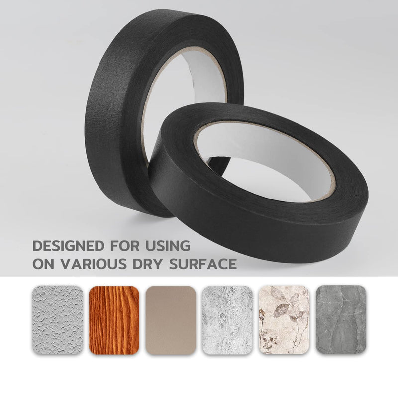 [Australia - AusPower] - Lichamp 2 Pack Black Painters Tape 1 inch, Black Masking Tape 1 inch x 55 Yards x 2 Rolls (110 Total Yards) 