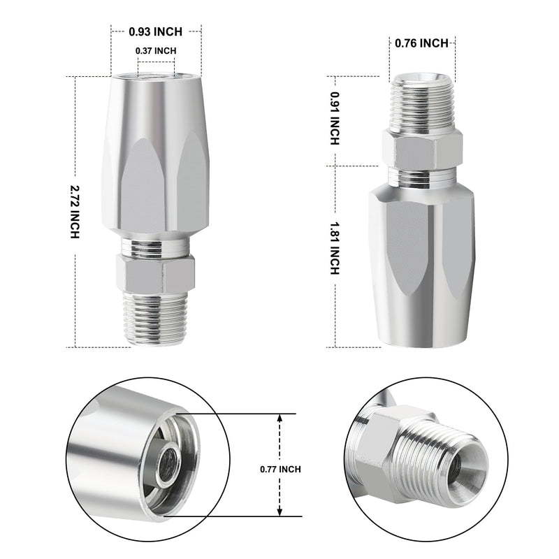 [Australia - AusPower] - 2PCS 3/8'' Reusable Hydraulic Fittings, Size #6 Single Wire Hydraulic Hose Repair Kit 