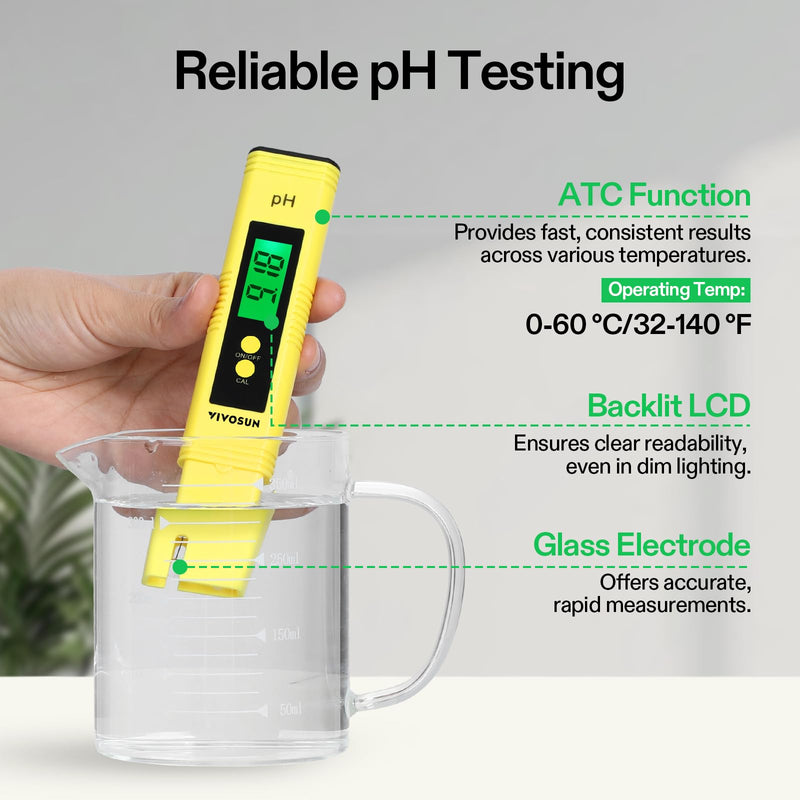 VIVOSUN PH Meter, TDS and EC Meter, Soil Tester Combo and 3-Pack 6.5 Inch Gardening Hand Pruner for Home, Garden and Hydroponics