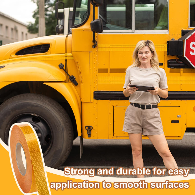 1 Pcs School Bus Reflective Tape -1 inch x 150 ft Yellow Conspicuity Reflective Safety Tape for School Bus Truck Trailer 1 Inch X 150 ft