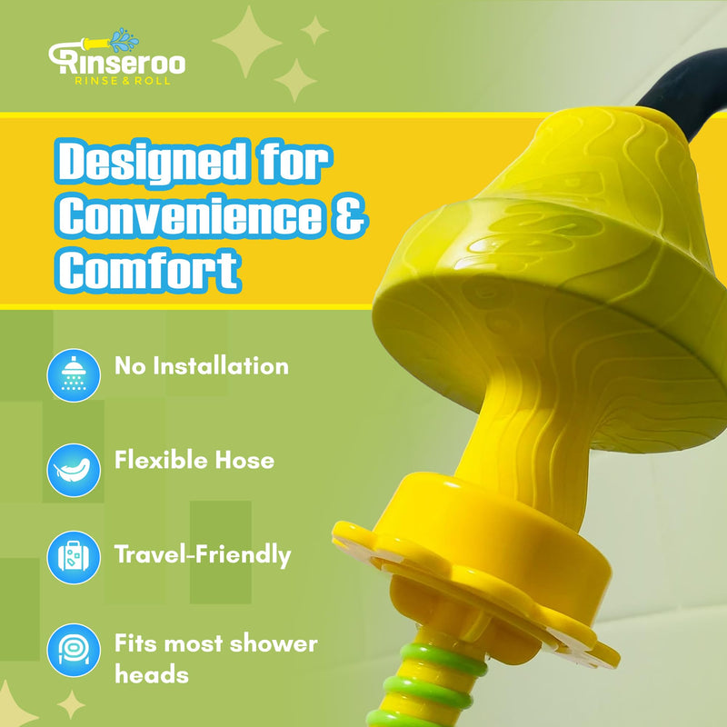 Rinseroo Portable Bidet Hose – 5ft Slip-On Shower Attachment for Postpartum, Post-Surgery, Warm Water Hygiene - Handheld Bidet for Travel, Men, Women, and RV - Peri Bottle Alternative, 5" Stretch
