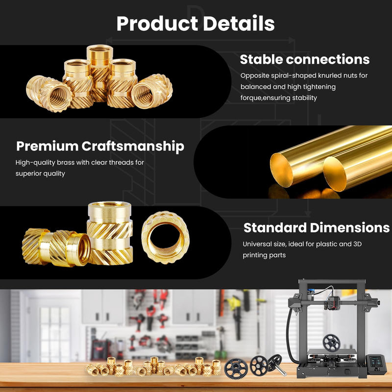 [Australia - AusPower] - #2-56#4-40#6-32#8-32#10-24 Threaded Inserts-548 Pieces Assortment Kit+8xSoldering Tips for Heat-Set Insert,Brass Knurled Nuts for 3D Printing Components and Plastic Parts Box #2 #4 #6 #8 #10+Insert Tip Set (548Pcs) UNC Threaded Insert 