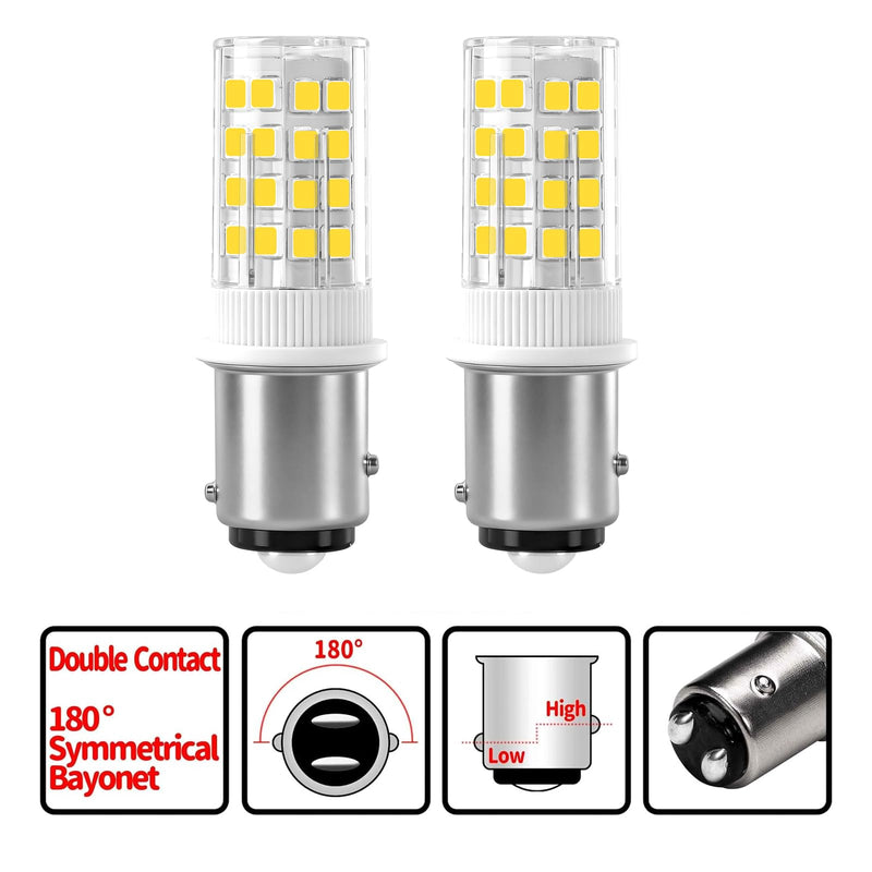 180°Bayonet Double Contact LED Lamp Height Offset Pins BA-Y15D- 4W (40W Equivalent) 400LM CRI85 - Life for Living Room, Kitchen & Garden, AC12V-DC12-24V (Cool White 6000K, Pack of 2) Cool White 6000k 2-pack