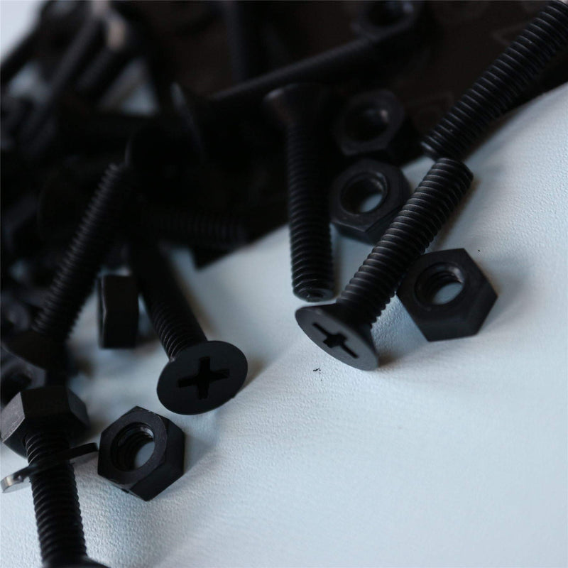 [Australia - AusPower] - 20 x Black Countersunk Screws Polypropylene (PP) Plastic Nuts and Bolts, Washers, M4 x 20mm, Anti-Corrosion, Chemical Resistant, (5/32 x 25/32 in) 