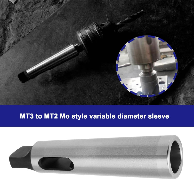 [Australia - AusPower] - eMagTech 2Pcs MT3 to MT2 Reducing Sleeve Morse Taper Drill Sleeve Reducing Adapter Taper Shank Drill 108mm for Reamer Minus Silver 