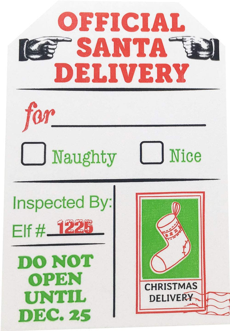 from Santa Gift Tags â€“ White Semi-Gloss Holiday Stickers, 2 x 3 Inch Labels, Roll of 100 with 4 Festive Designs â€“ Christmas Wrapping Tags, Made in The USA