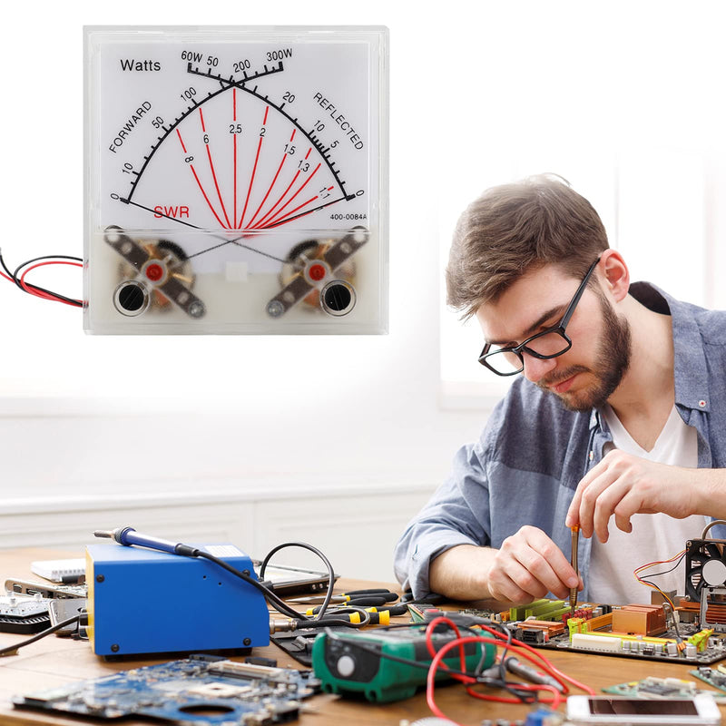 [Australia - AusPower] - 300 W Power Meter, Double Needle SWR Standing Wave Meter, Radio Power Meter, Watt Meter, Current Meter, Standing Wave Meter, Transmitter for DIY Wireless Performance Test Used (P-64XA-BGB-S0233) 