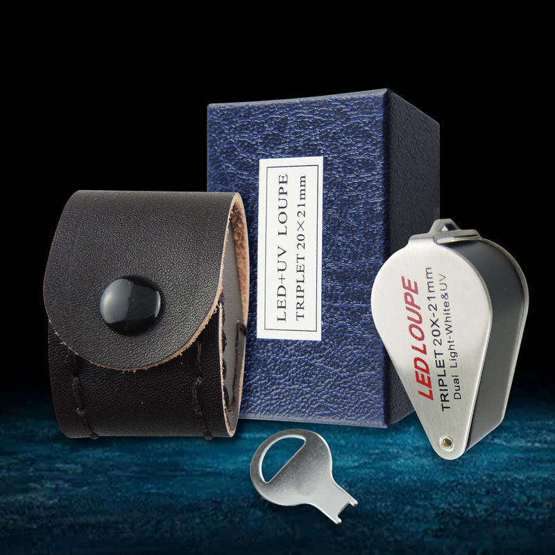 [Australia - AusPower] - Generic Mini Jeweler Loupe 20x Magnifier with LED and Uv Light 20x Magnification 