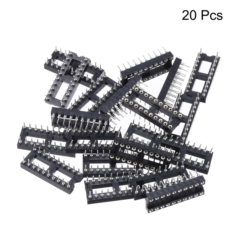 QUARKZMAN 2.54 mm Pitch 20 Pins DIP-IC Socket Connector Double Row 7.6 Pitch Round Pins Soldering for Electronics Experiment DIY Pack of 20 20 pin