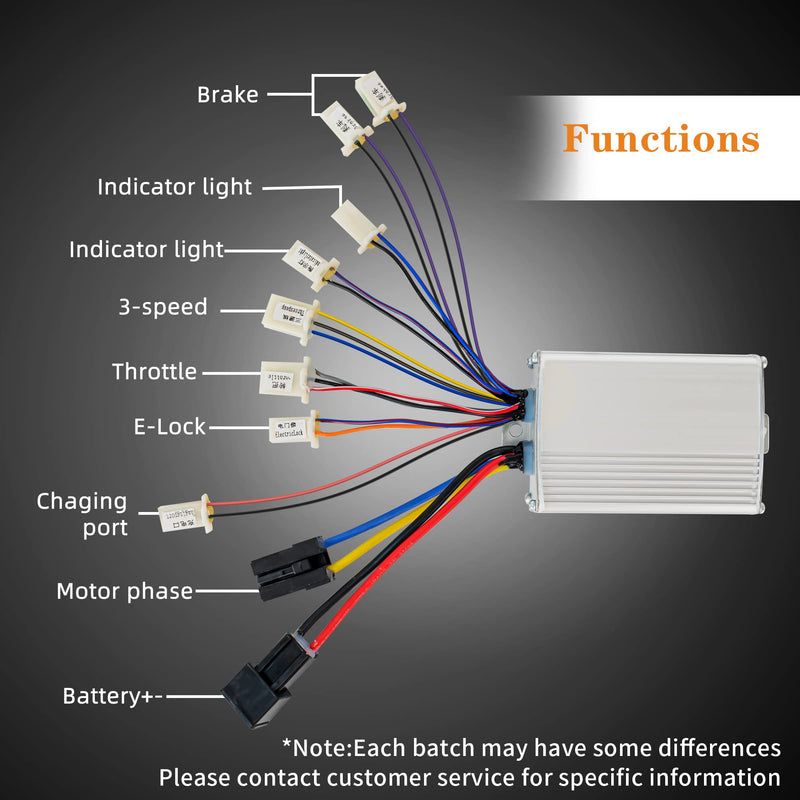 Brushed Motor Controller 36V 1000W Brush Motor Speed Control Brushed Controller with 3 Speed Switch for Scooter Electric Bicycle (36V 1000W)