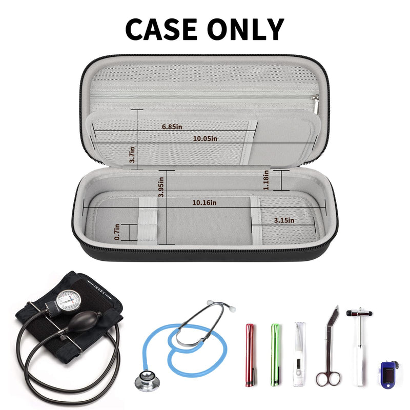 [Australia - AusPower] - Stethoscope Case Compatible with 3M Littmann Classic III/for MDF Instruments/for Paramed/for FriCARE Monitoring Stethoscope, Extra Room for Doctor & Nurse Accessories-Black Black 