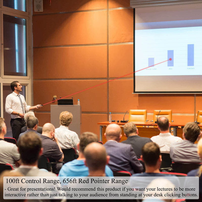 [Australia - AusPower] - Wireless PowerPoint Remote Presentation Clicker: Battery Operated Presenter PPT Slide Advancer with Red Pointer | 100Ft Control Range | Plug & Play via USB | Ergonomic Design - Universal Compatibility USB-1 Pack 