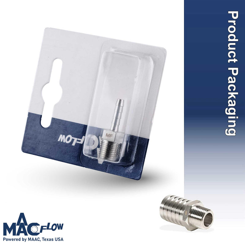 [Australia - AusPower] - Stainless Steel Barb Barbed Hose Fitting 1/8" Hose ID Barb to 1/8" Male NPT (Thread OD 0.34") Adaptor Connector (Pack of 1) 1/8" Barb x 1/8" Male NPT Pack of 1 