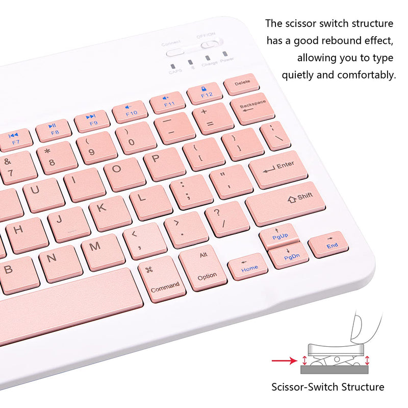 [Australia - AusPower] - Ultra-Slim Bluetooth Keyboard Portable Mini Wireless Keyboard Rechargeable for Apple iPad iPhone Samsung Tablet Phone Smartphone iOS Android Windows (10 inch Pink) 10 inch Pink 