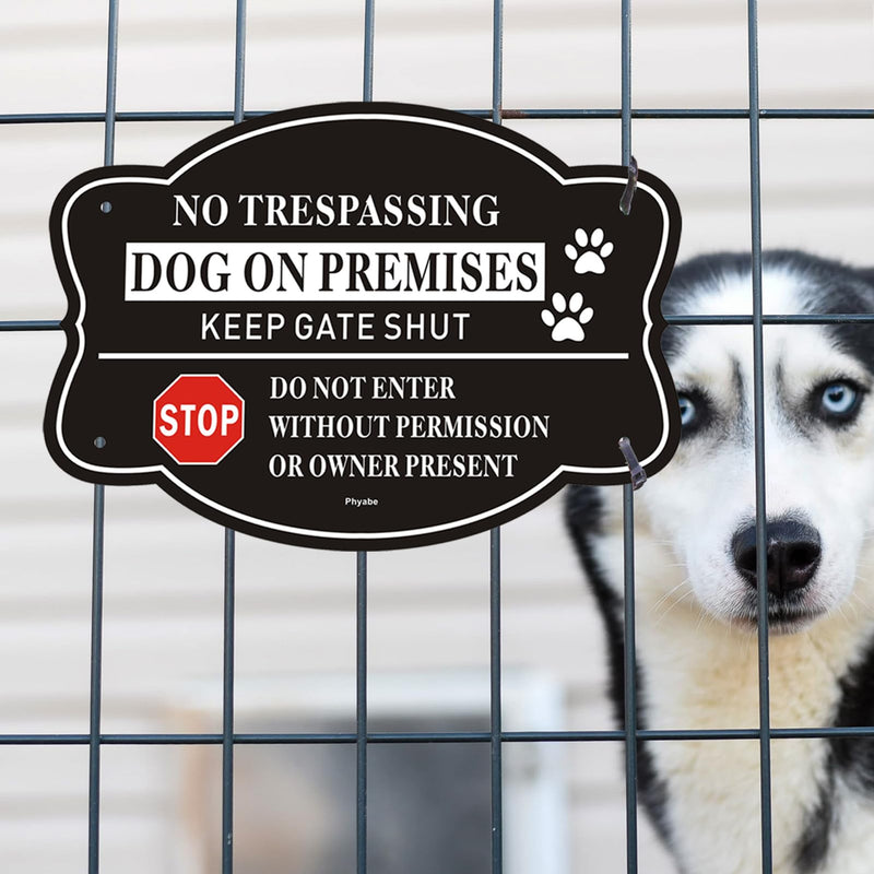 [Australia - AusPower] - 2 Pack No Trespassing Dog On Premises Keep Gate Shut Do Not Enter Sign, 10 x 7 inch Rust Free Aluminum Dog Sign, Weather Resistant, Waterproof, Durable Ink, Easy to Install 
