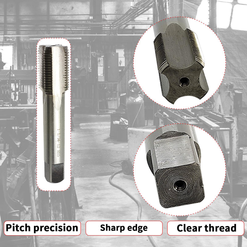 1-1/16"-12 Tap UN Right Hand Straight Flute Machine Tap Nominal Diameter 1-1/16" Thread Per Inch 12 Fin Thread Tolerance Grade 2B High Speed Steel HSS 1-1/16"-12 Right Hand Tap