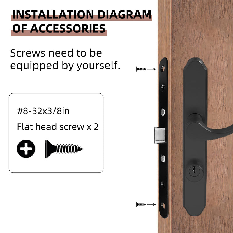 Storm Door 2 Piont Mortise Lock Body Replacement Fit for Pella Storm Door Handle Set Part (Black) 1 Pack Black